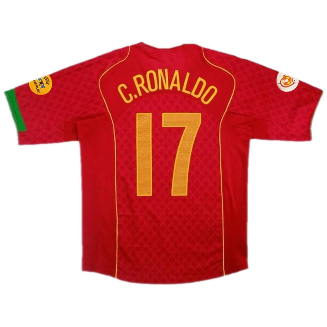 Portugal Cristiano Ronaldo #17 Euro Cup Home Retro Jersey 2004