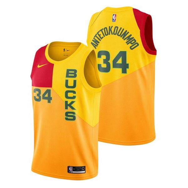 Milwaukee Bucks Giannis Antetokounmpo #34 Yellow Swingman Jersey