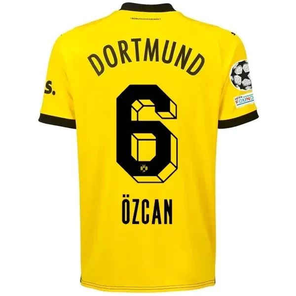 Borussia Dortmund Salih Özcan Home Jersey 2023/2024 With Champions League Patches