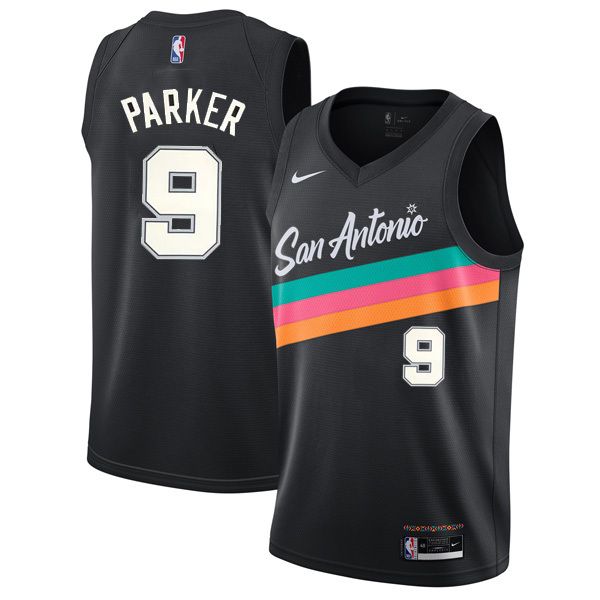 Men’s San Antonio Spurs Tony PARKER #9 Black Swingman Jersey