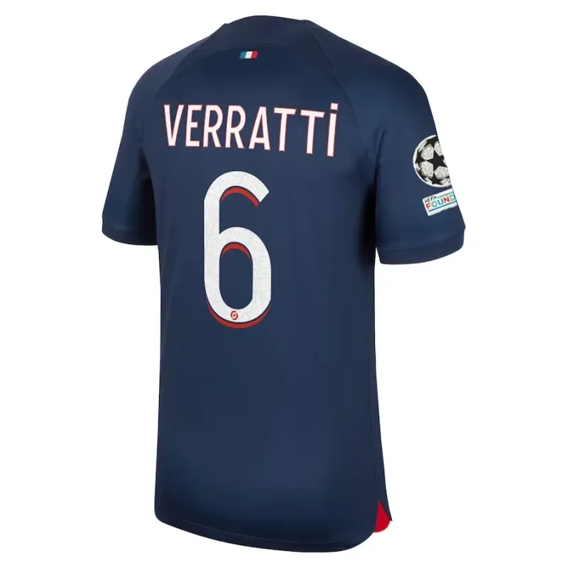 PSG Marco Verratti Home Jersey 2023/2024 With Champions League Patches