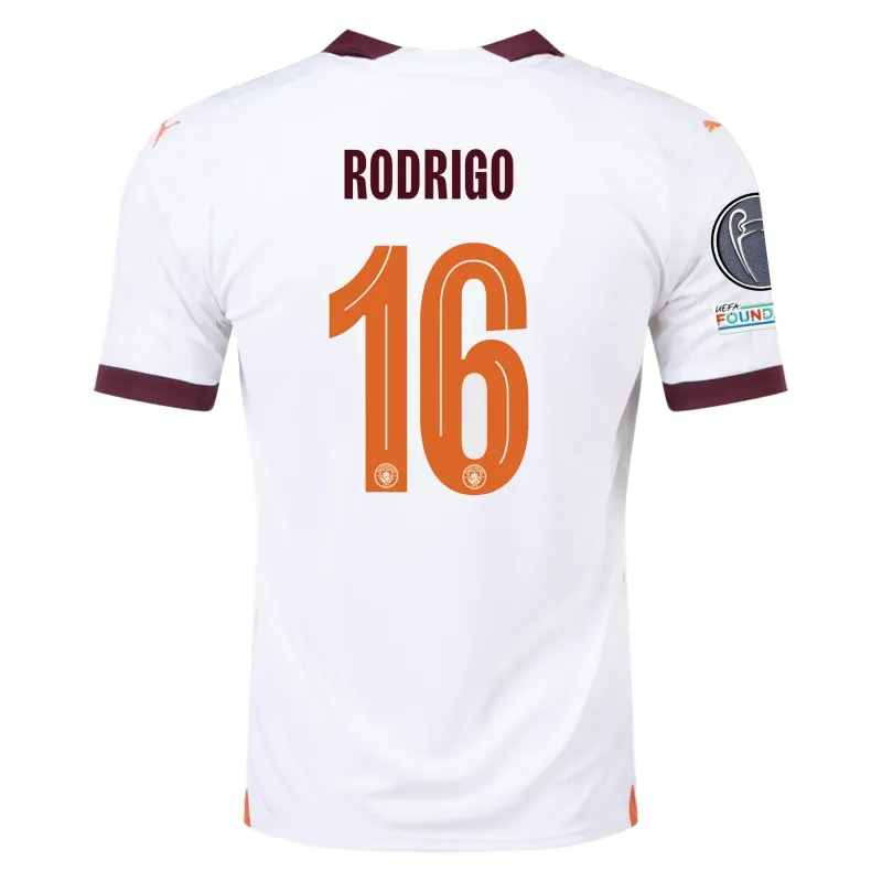 Manchester City Rodrigo Away Jersey 2023/2024 With Champions League Patches