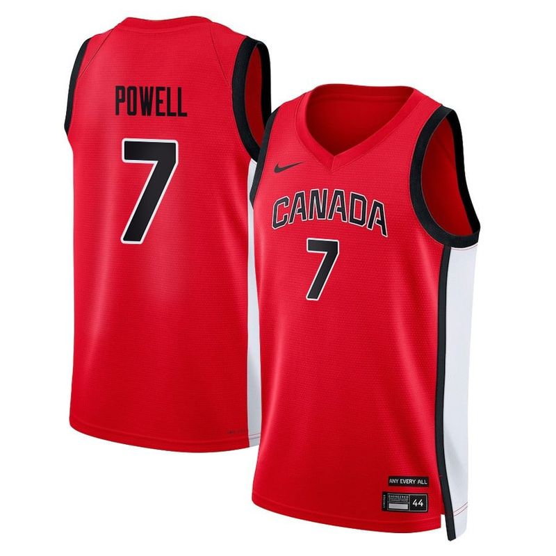 Dwight Powell 7 Canada Basketball Unisex 2024 Swingman Player Jersey - Red