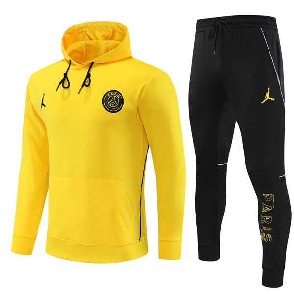 23-24 PSG Yellow Hoodie Tracksuit