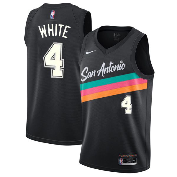 Men‘s San Antonio Spurs Derrick White #4 Black Swingman Jersey