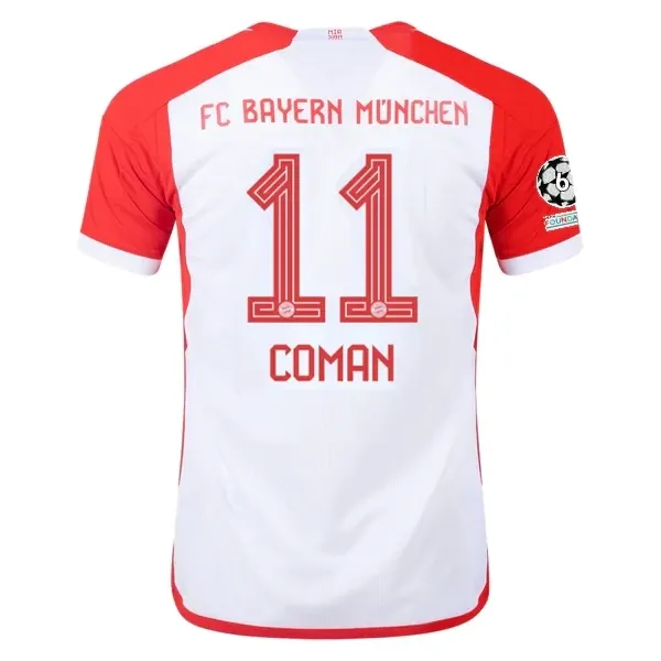 Bayern Munich Kingsley Coman Home Jersey 2023/2024 With Champions League Patches