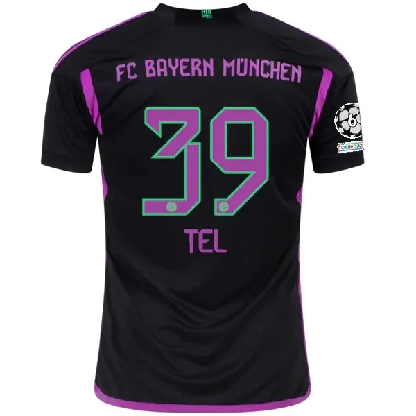 Bayern Munich Mathys Tel Away Jersey 2023/2024 With Champions League Patches