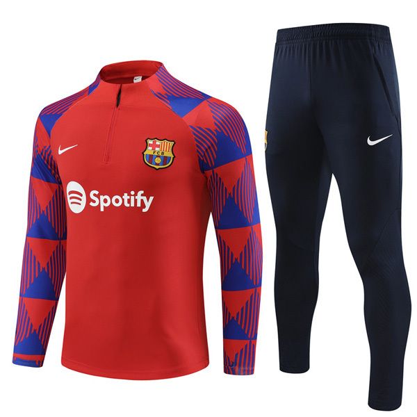 23-24 Barcelona Red Zipper Tracksuit