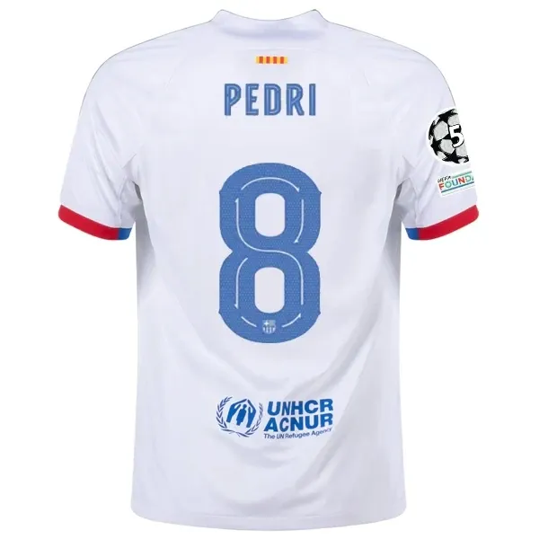 Barcelona Pedri Away Jersey 2023/2024 With Champions League Patches