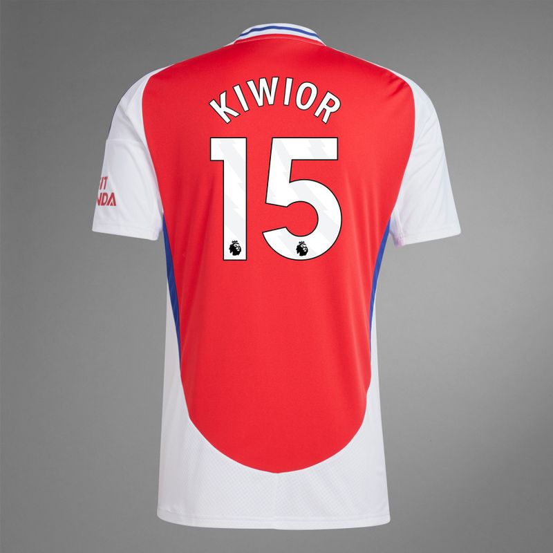 Back view of Kiwior 15 Arsenal home Jersey