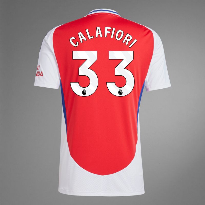 Back view of Calafiori 33 Arsenal home Jersey