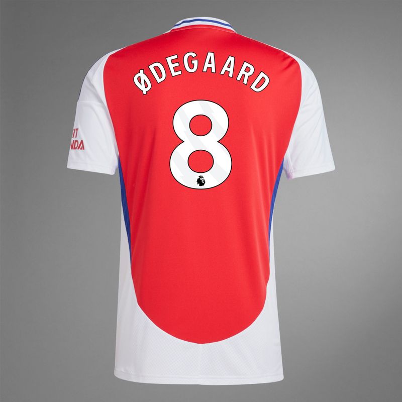back view of Odegaard 8 Arsenal Home Jersey
