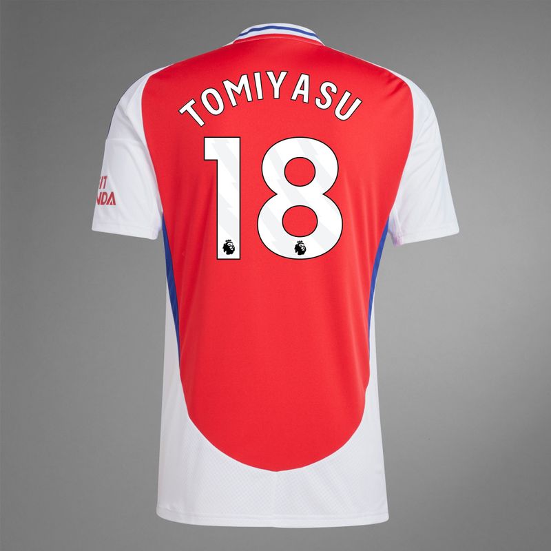 back view of Tomiyasu 18 Arsenal Home Jersey