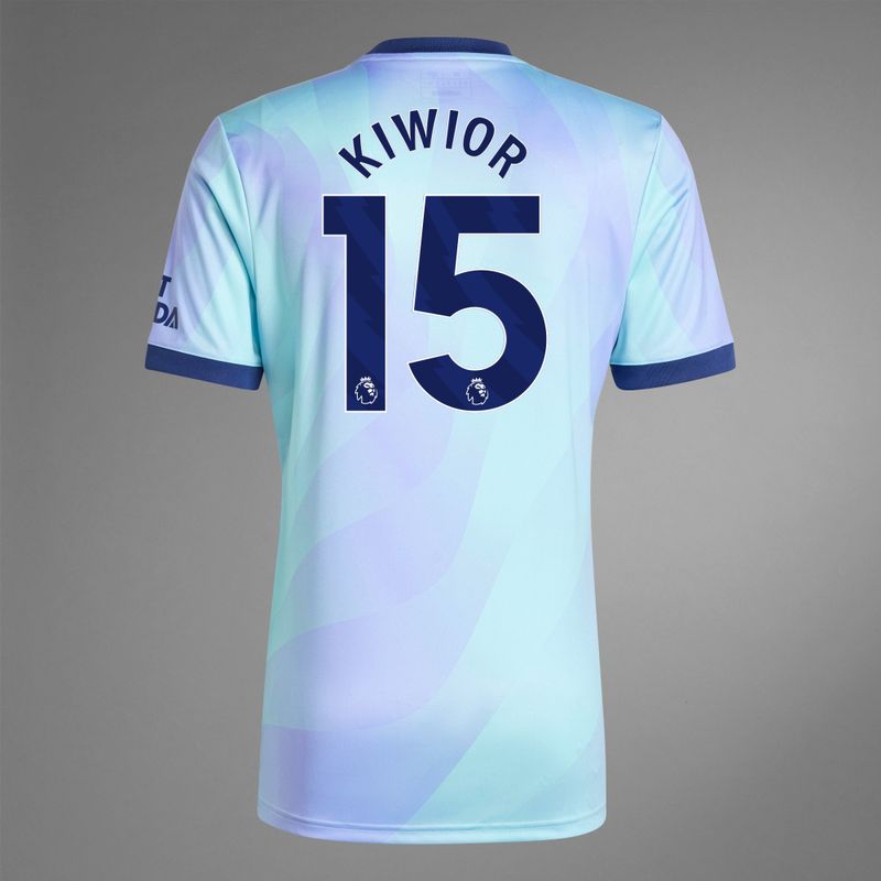 Back view of Kiwior 15 Arsenal Third Jersey