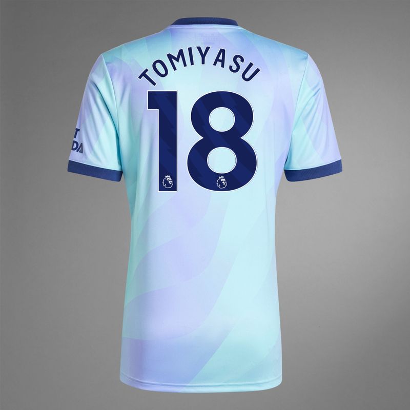 Back view of Tomiyasu 18 Arsenal Third Jersey