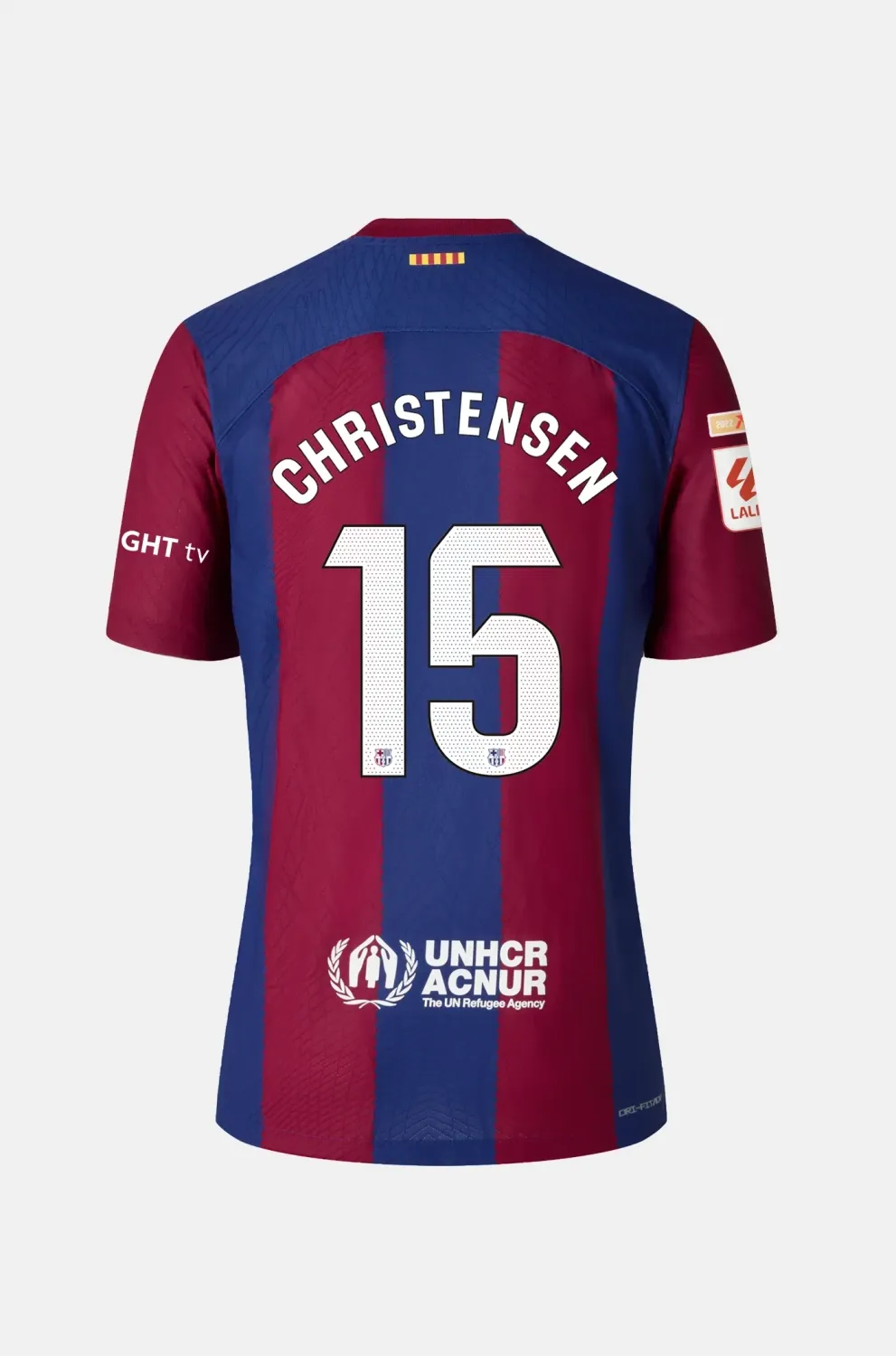 Back view of Christensen 15 x Karol G Barcelona home jersey