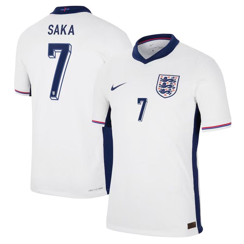 Front side and Back side view of Saka 7 England Home Jersey