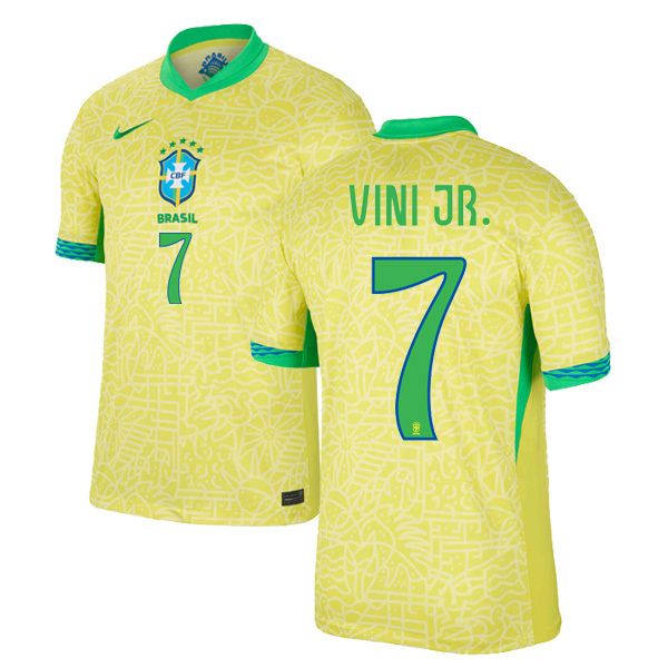 Front side and Back view of Vini JR. 7 Brazil Home Jersey