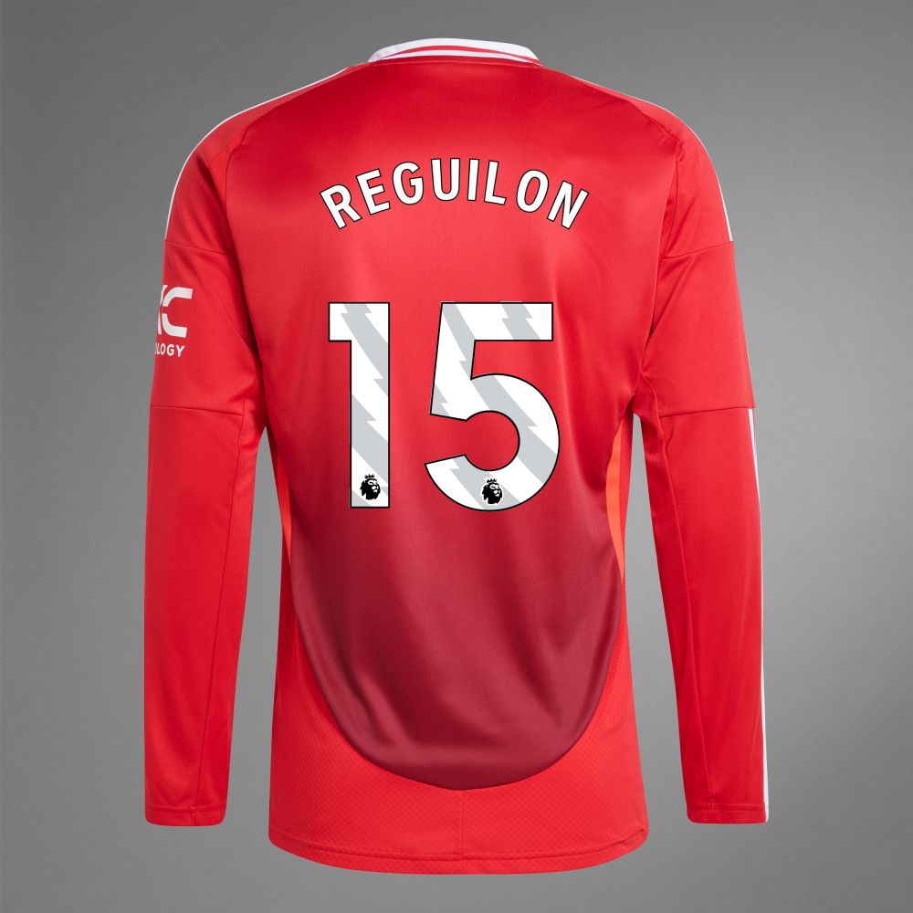 Back view of Reguilon 15 Manchester United Home Long Sleeve Jersey