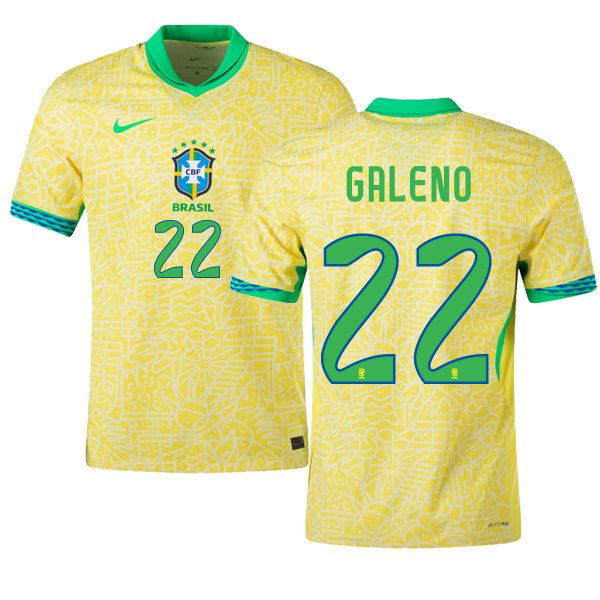 Front and Back view of Galeno 22 Brazil Home Jersey