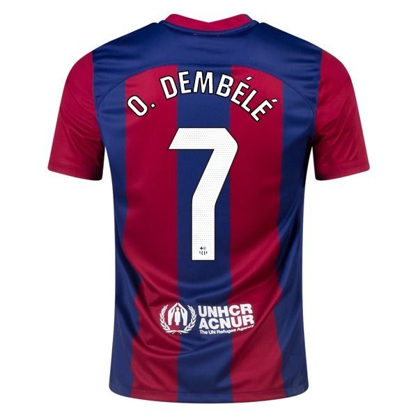 Back View of Ousmane Dembélé 7 Barcelona Home jersey