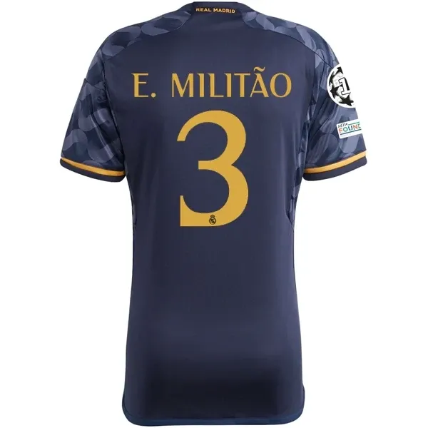 Real Madrid Éder Militão Away Jersey 2023/2024 With Champions League + Club World Cup Patches