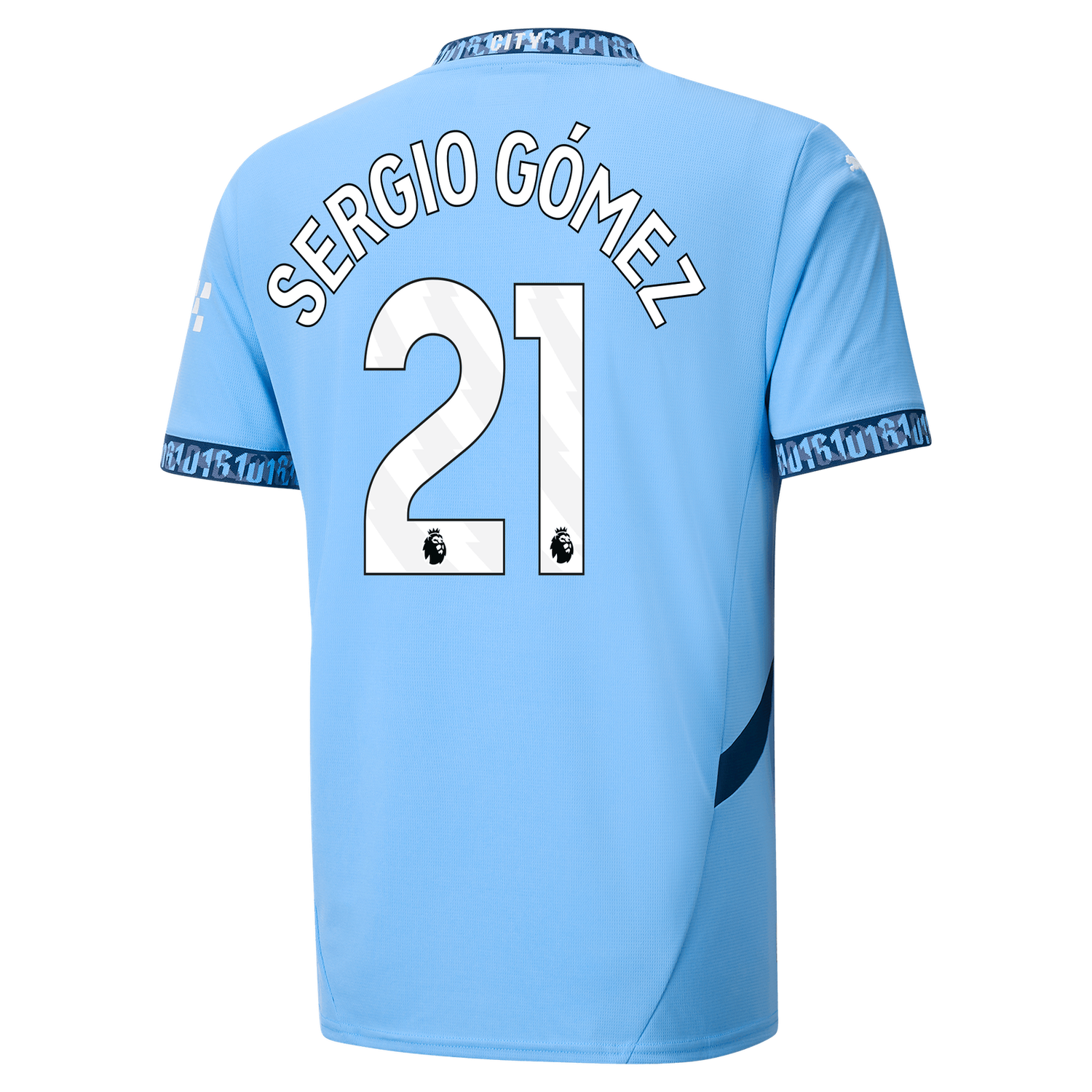 Back view of Sergio Gómez 21 Manchester City Home Jersey