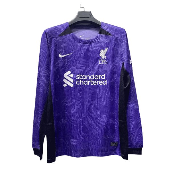 Front view of  standard chartered  Liverpool Third Long Sleeve Jersey