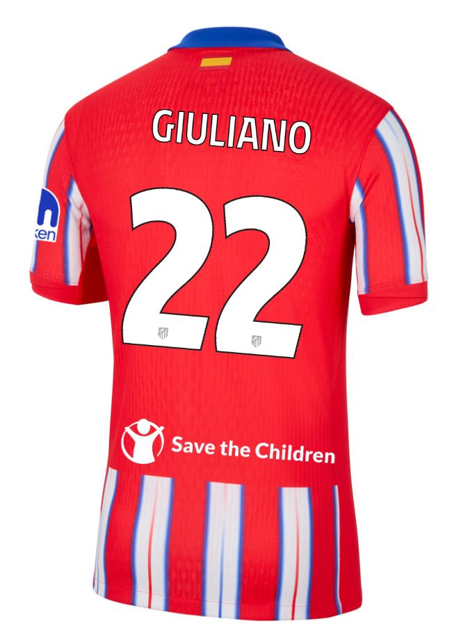 24-25 Atletico Madrid Home GIULIANO 22 Champions League Jersey (Player Version)