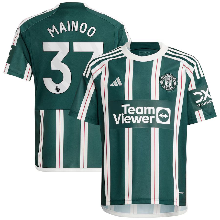 23-24 Manchester United Mainoo 37 Away Kids Kit