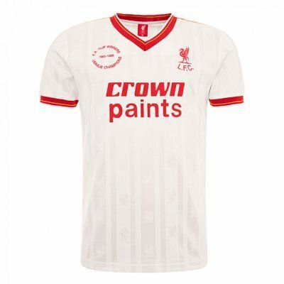 Front view of  crown paints Livepool Home Retro Jersey