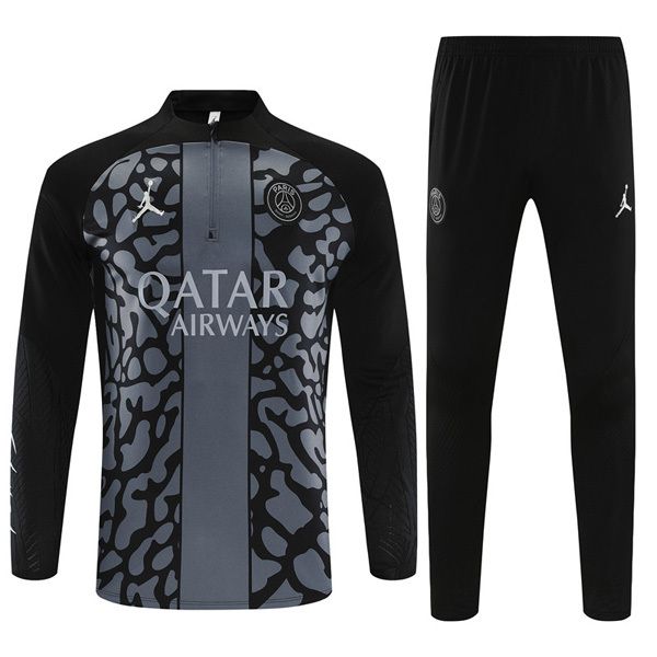 23-24 PSG Black Gray Zipper Tracksuit