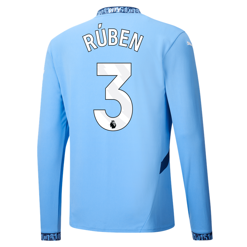 Manchester City Ruben Dias 3 Home Long Sleeve Jersey 2024-25