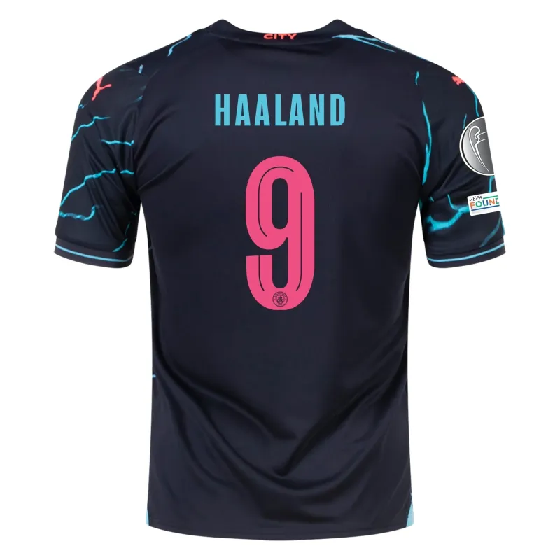 Manchester City Erling Haaland Third Jersey 2023/2024 With Champions League Patches