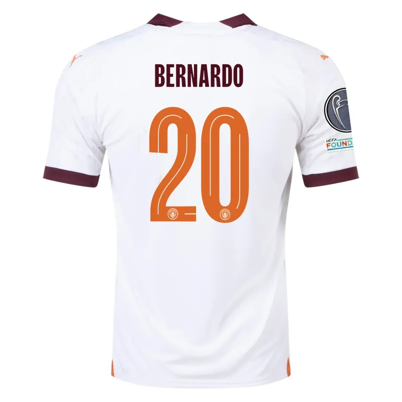Manchester City Bernardo Silva Away Jersey 2023/2024 With Champions League Patches