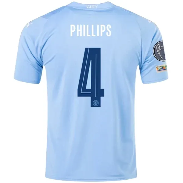 Manchester City Kalvin Phillips Home Jersey 2023/2024 With Champions League Patches