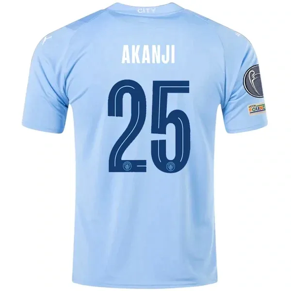 Manchester City Akanji Home Jersey 2023/2024 With Champions League Patches