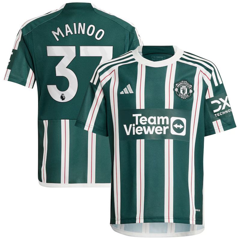23-24 Manchester United Mainoo 37 Away Kids Kit