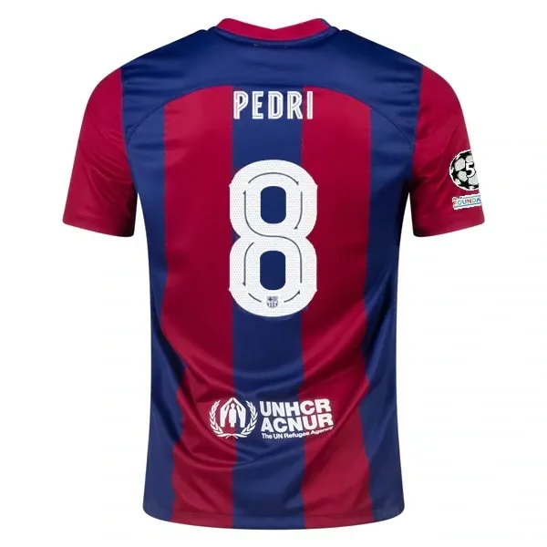 Barcelona Pedri Home Jersey 2023/2024 With Champions League Patches