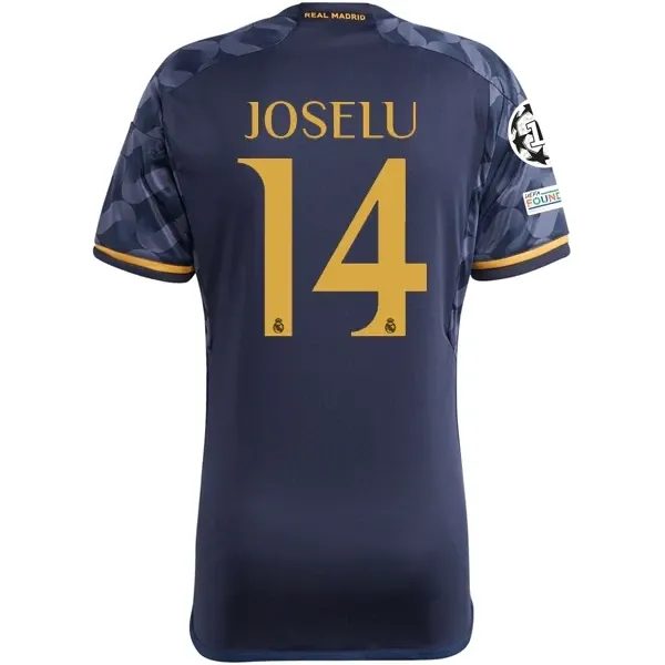 Real Madrid Joselu Away Jersey 2023/2024 With Champions League + Club World Cup Patches
