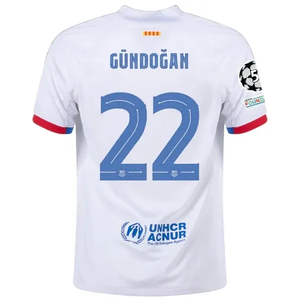 Barcelona İlkay Gündoğan Away Jersey 2023/2024 With Champions League Patches