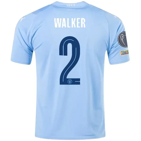 Manchester City Kyle Walker Home Jersey 2023/2024 With Champions League Patches