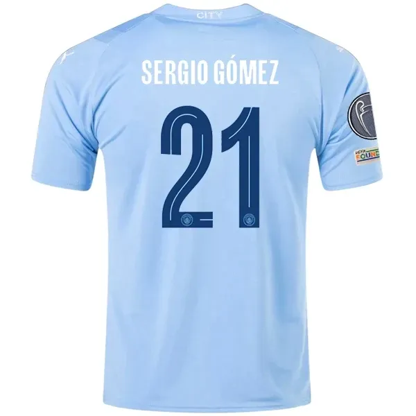 Manchester City Sergio Gomez Home Jersey 2023/2024 With Champions League Patches