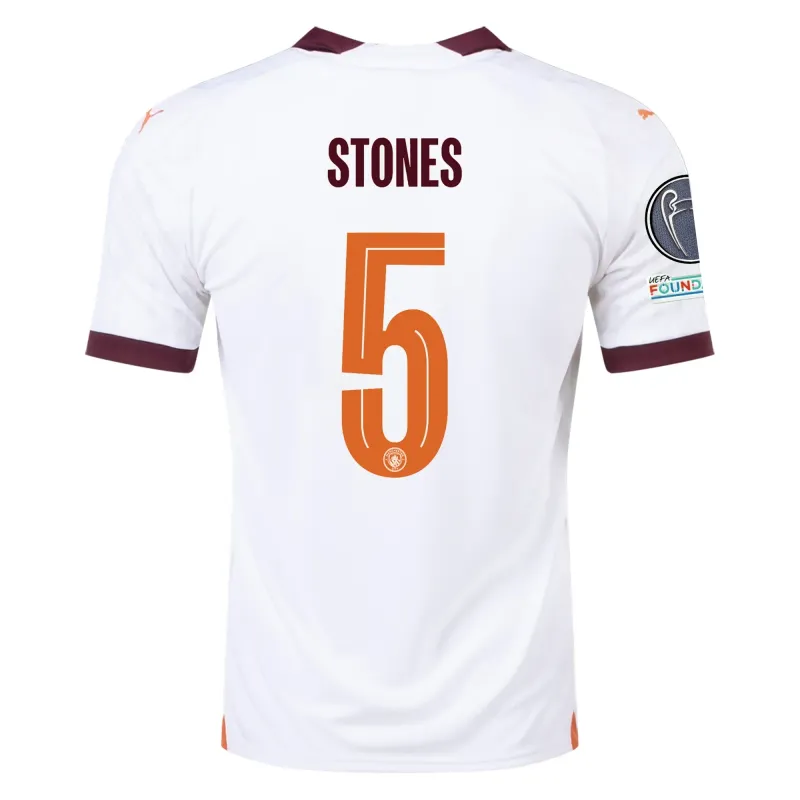 Manchester City John Stones Away Jersey 2023/2024 With Champions League Patches