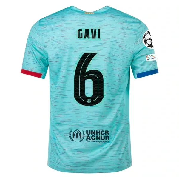Barcelona Gavi Third Jersey 2023/2024 With Champions League Patches