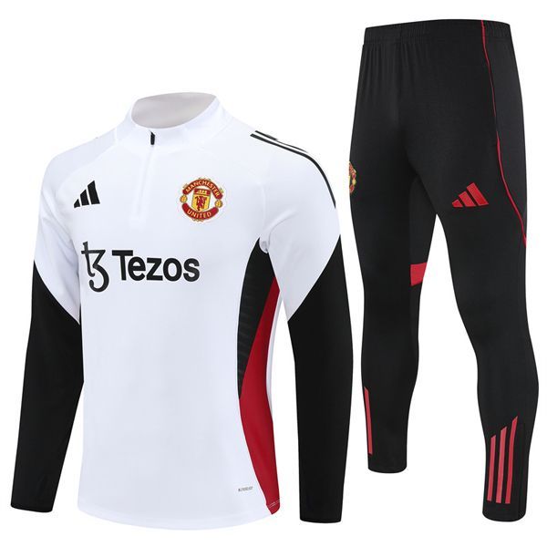 25-26 Manchester United White Training Suit Kit