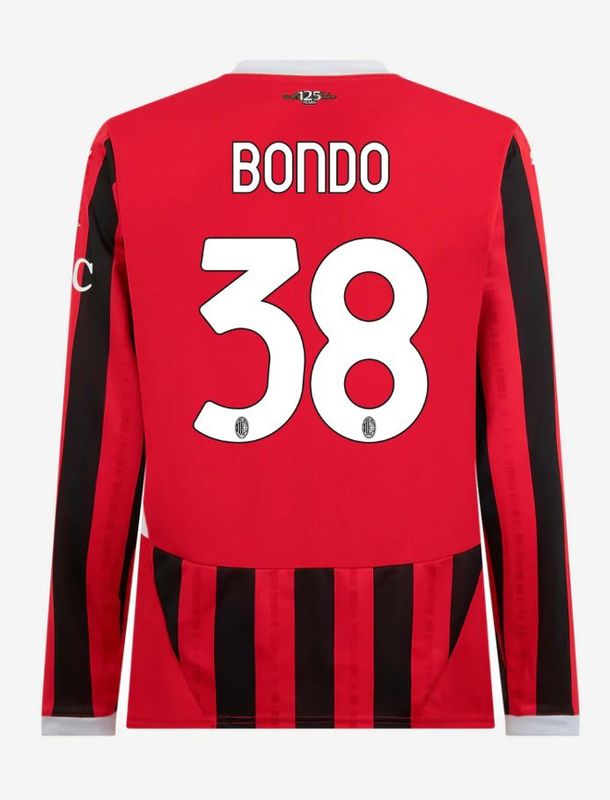 AC Milan Long Sleeve Home Bondo 38 Serie A Jersey 24-25