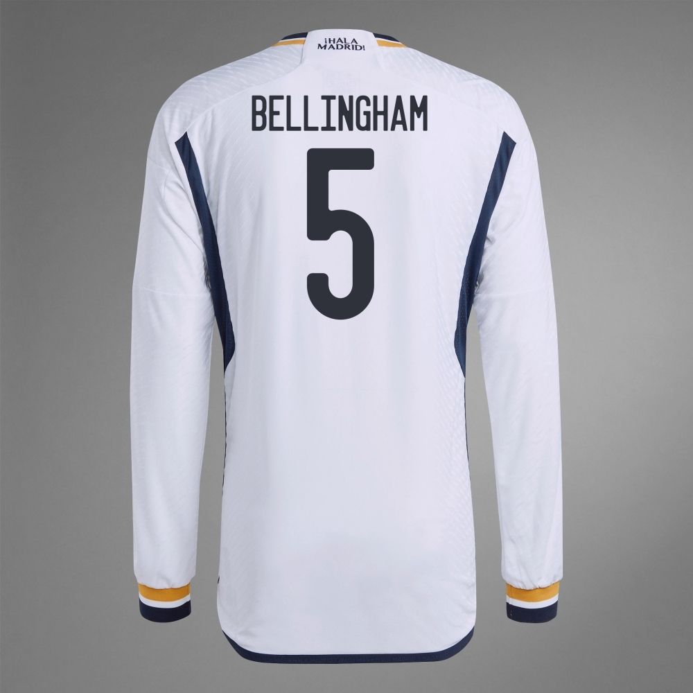 Real Madrid Home Jude Bellingham #5 Long Sleeve Jersey 2023/2024 (Player Version)