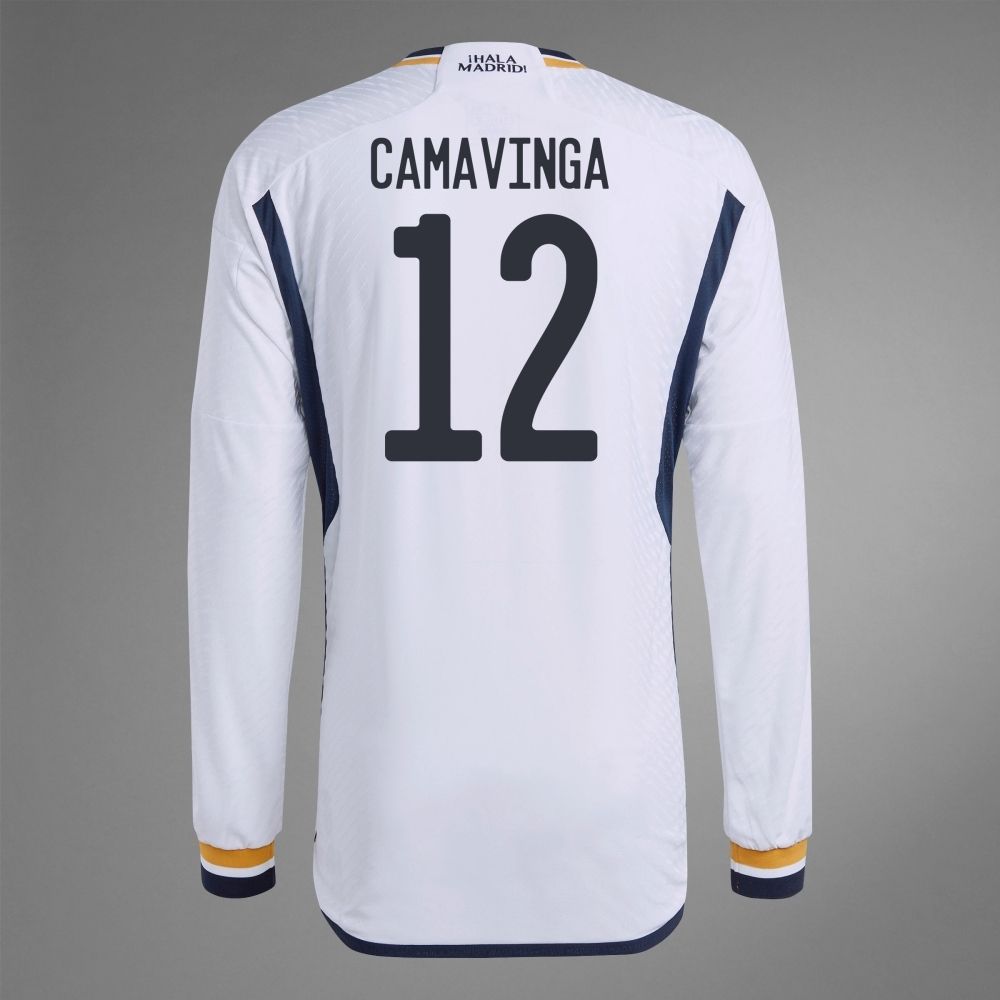 Real Madrid Home Eduardo Camavinga #12 Long Sleeve Jersey 2023/2024 (Player Version)
