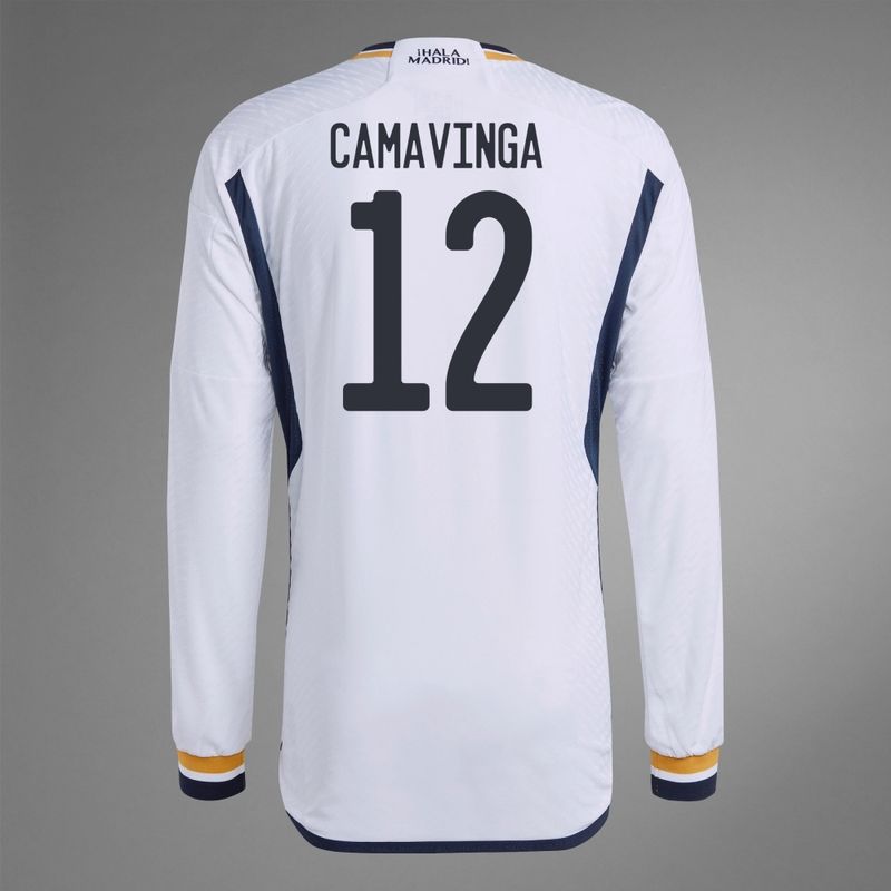Real Madrid Home Eduardo Camavinga #12 Long Sleeve Jersey 2023/2024 (Player Version)